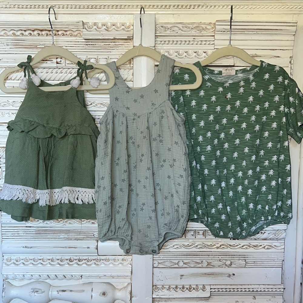 Zara + Siix | Green Baby Romper and Dress bundle